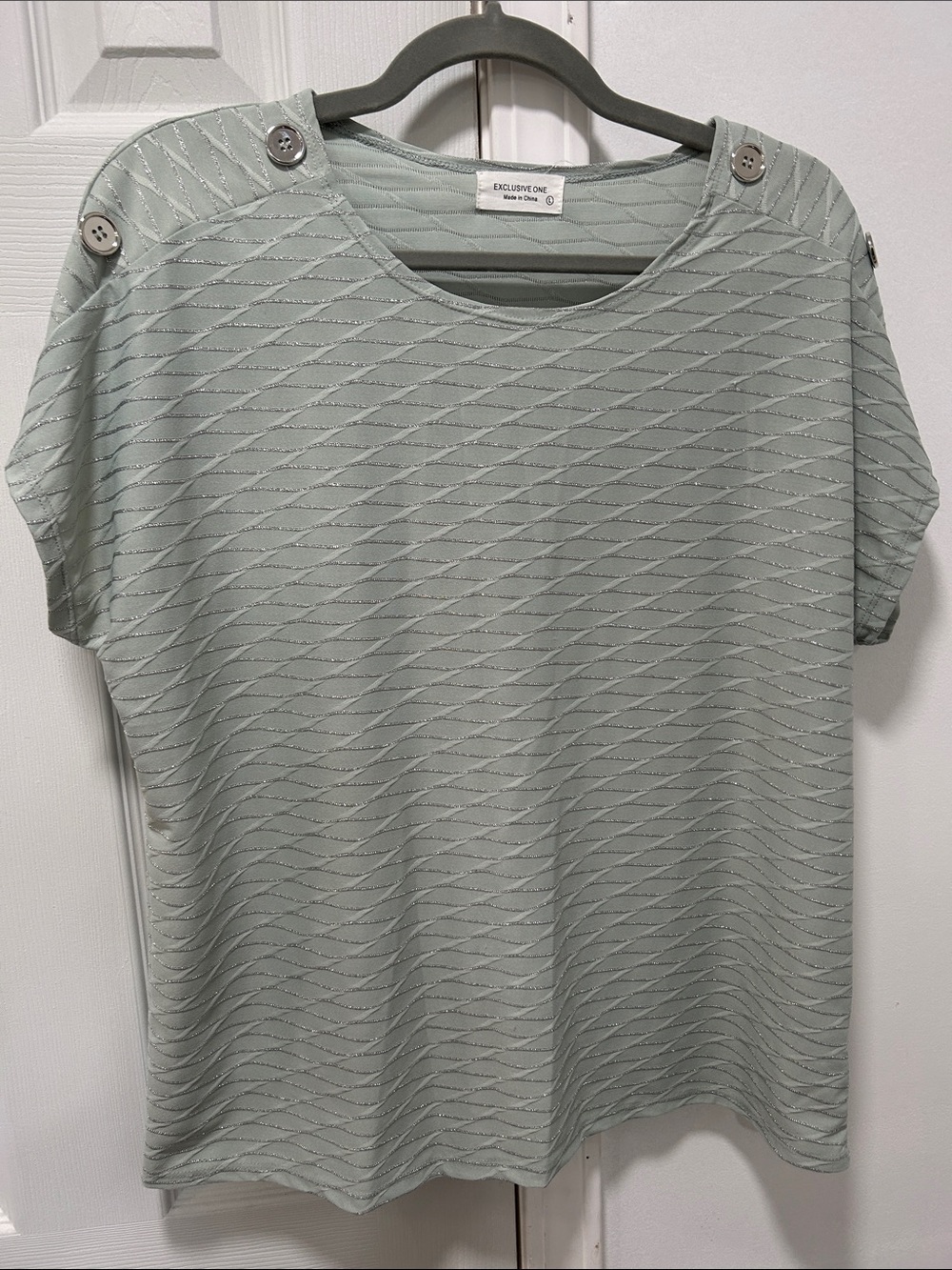 Mint Green Button-Shoulder Women's Top